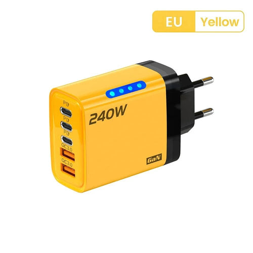 240W GaN USB C Charger 5 in 1 Fast Charging Phone Charger Power Adapter For iPhone Samsung Xiaomi Type C EU/US Plug Wall Charger - The Holding Company